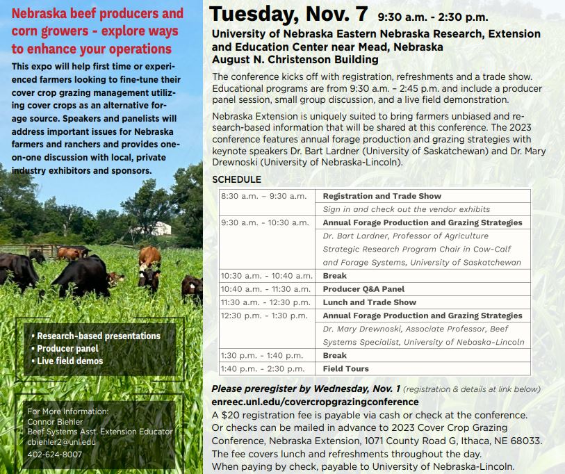 Nebraska Extension Provides New Cover Crop Grazing Conference Nov. 7
